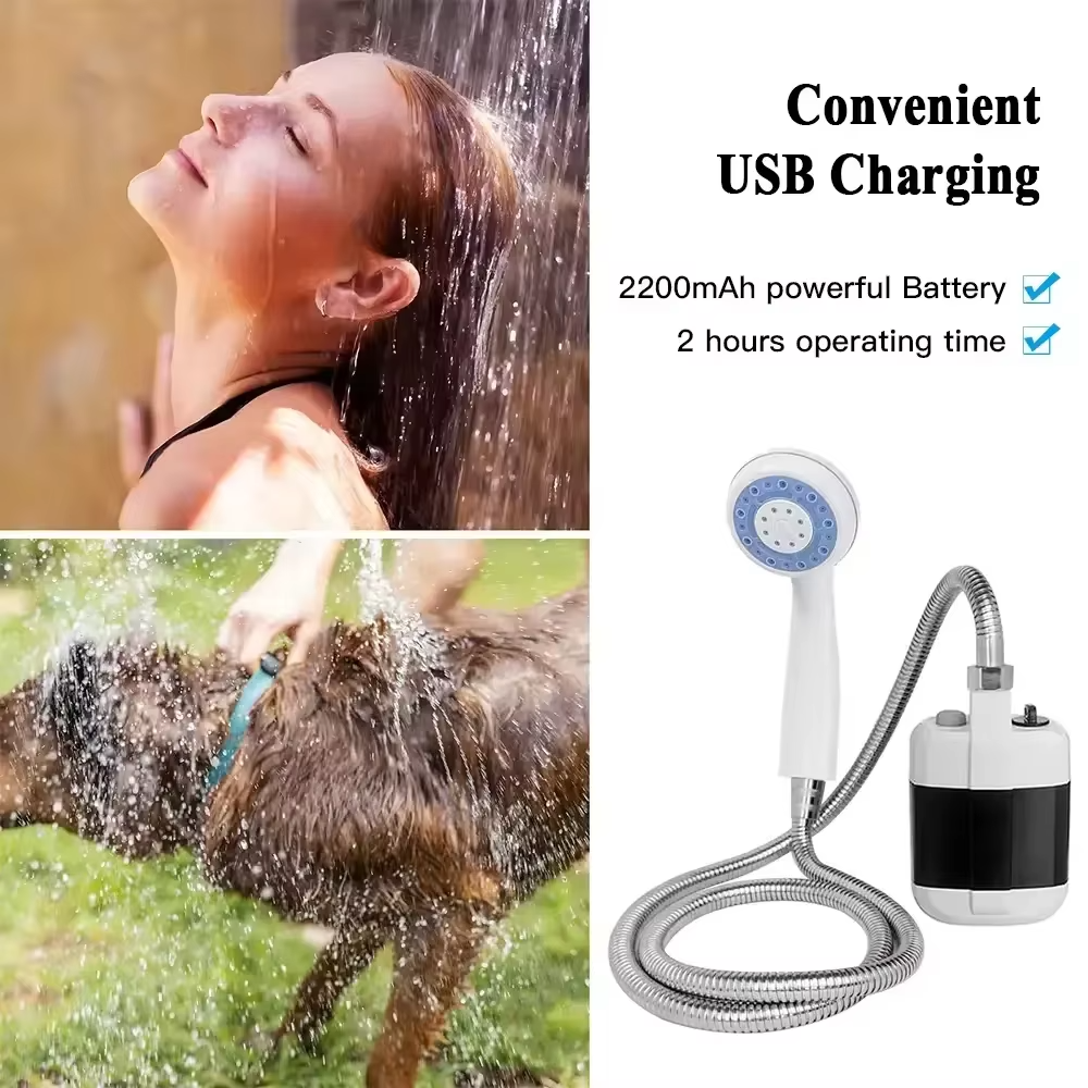 Portable Shower USB Rechargeable Outdoor Camping Electric