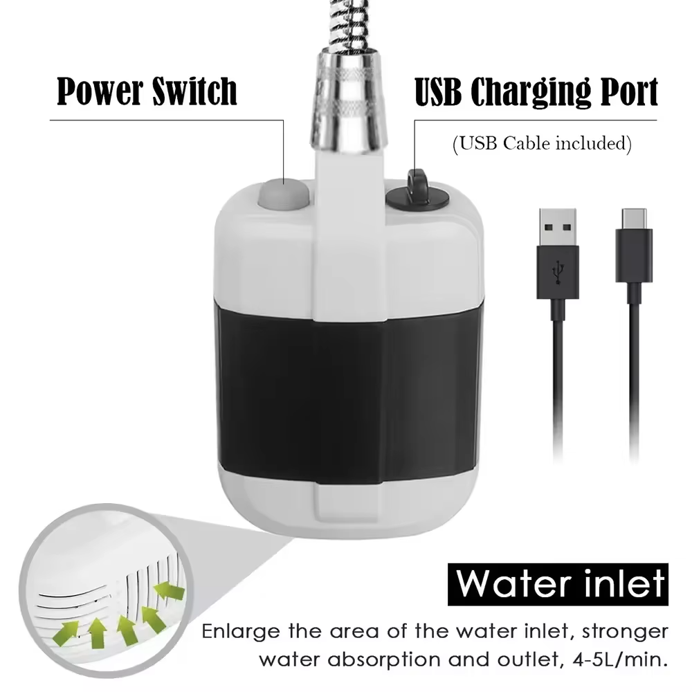 Portable Shower USB Rechargeable Outdoor Camping Electric
