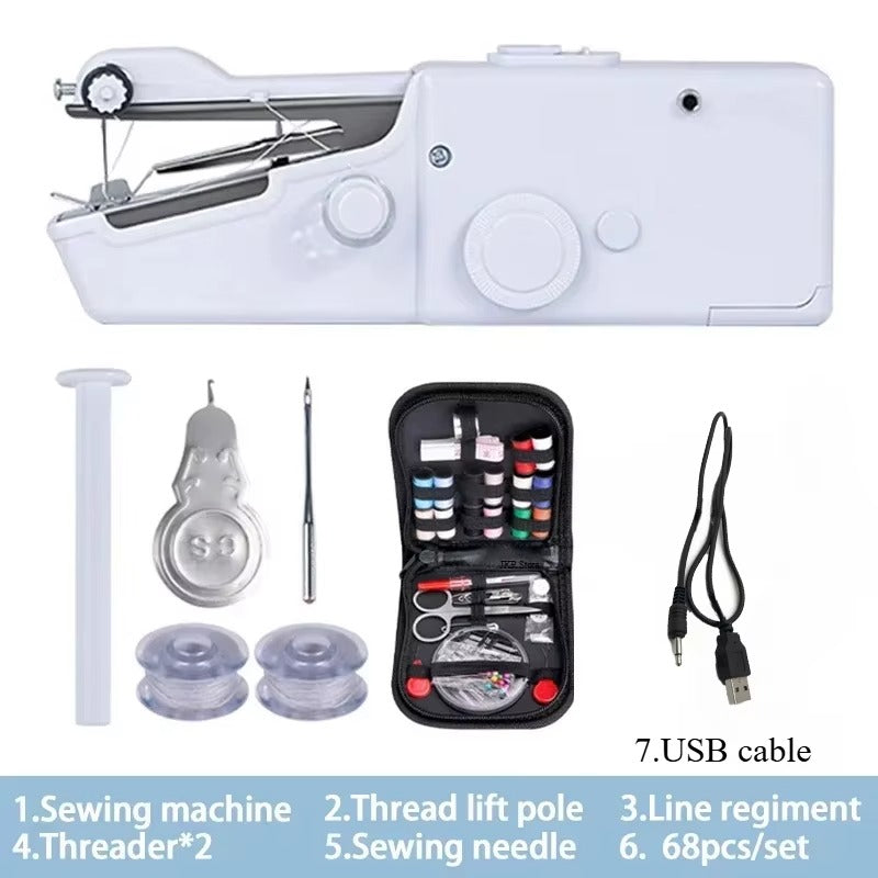 Portable Mini Sewing Machine Handheld Electric Sewing Machine With Bobbin Suitable for Needlework