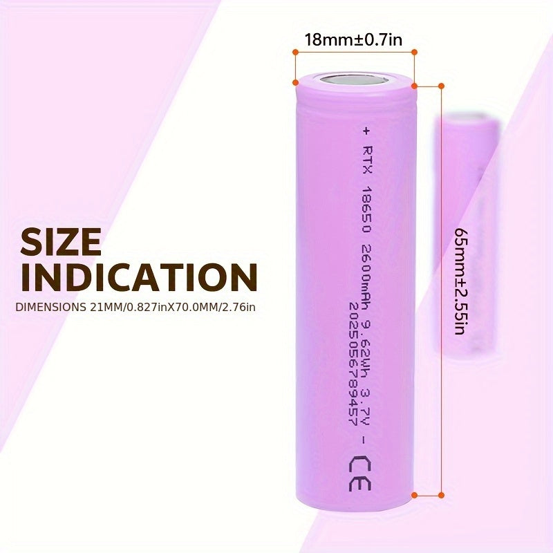 18650 Rechargeable Lithium Battery, 3.7V 2600Mah, Suitable for Various Small Appliances