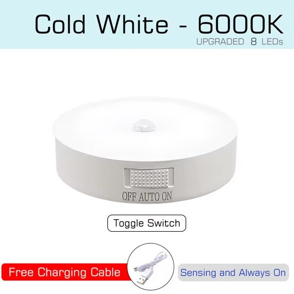 Motion Sensor Light USB Rechargeable Night Light LED Lamp for Kitchen Bedroom Stairs Hallway Cabinet Closet Wardrobe Nightlight
